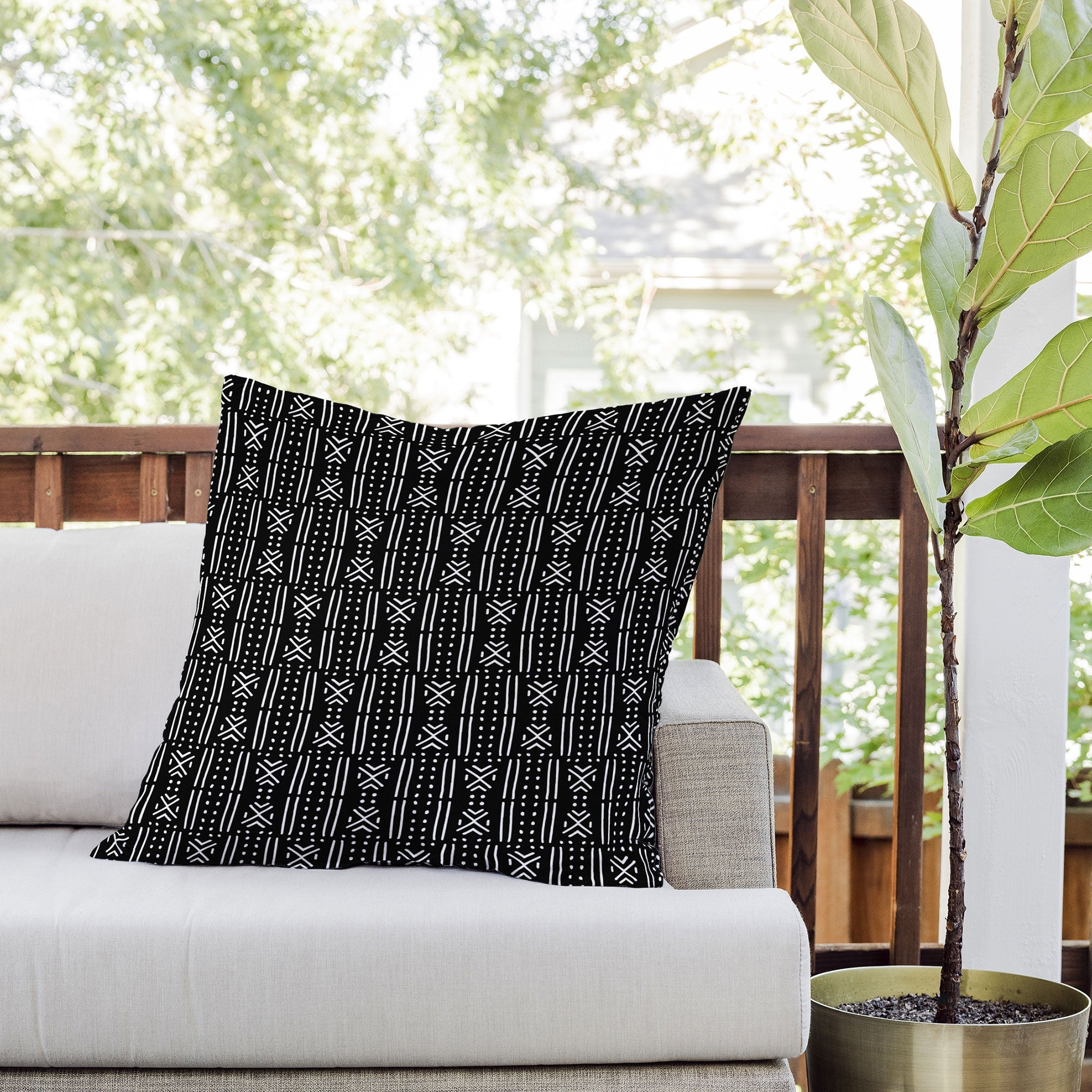 Holli Zollinger MUDCLOTH BLACK Outdoor Throw Pillow