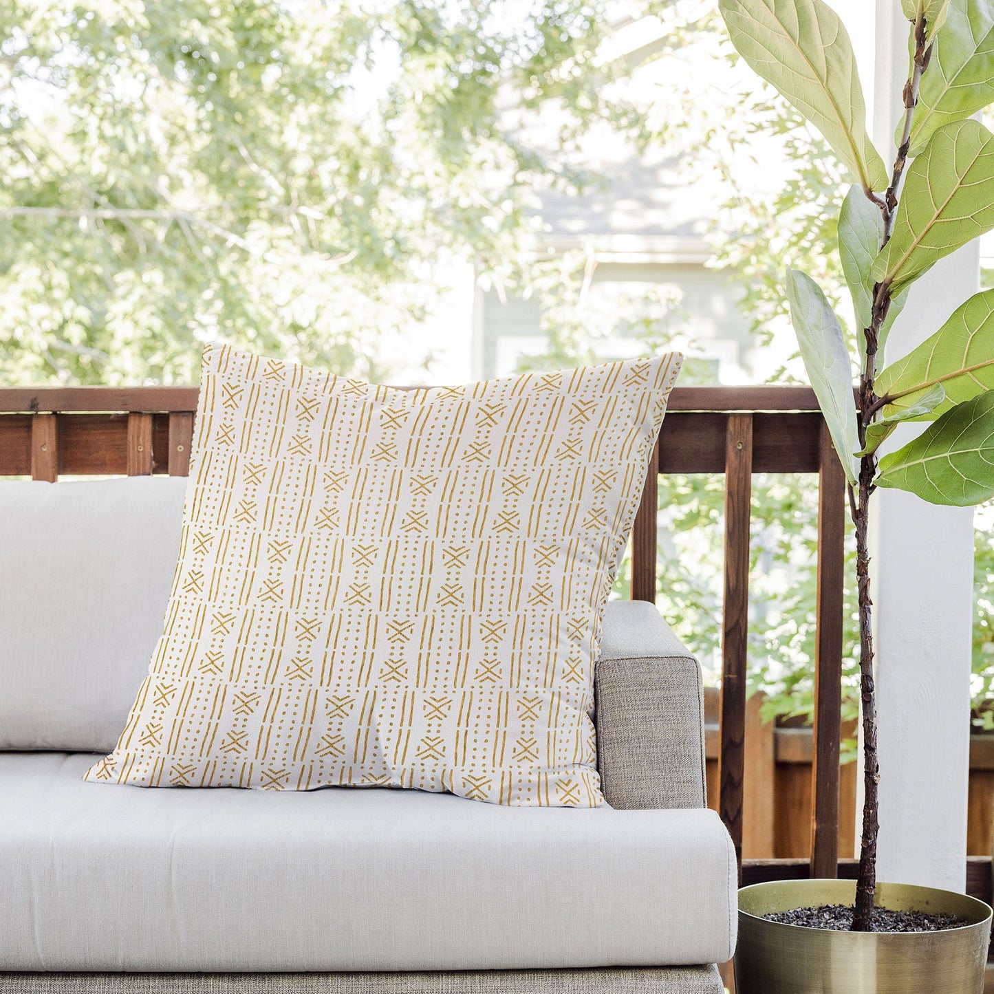 Holli Zollinger MUDCLOTH GOLD Outdoor Throw Pillow