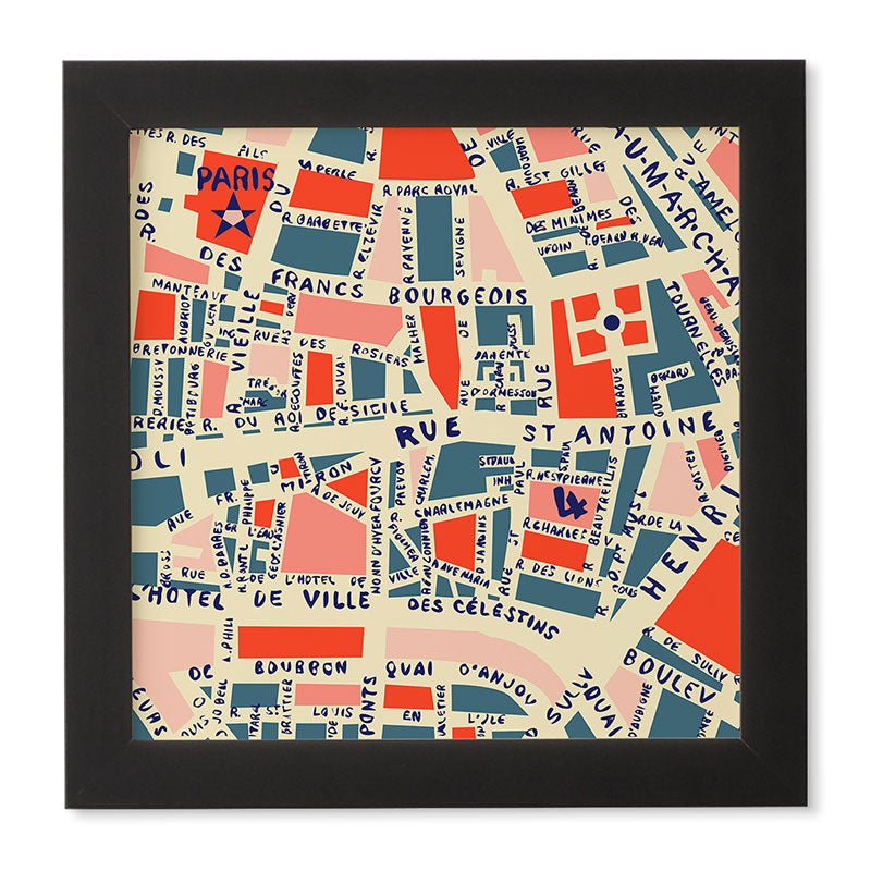 Holli Zollinger Paris Map Blue Framed Wall Art