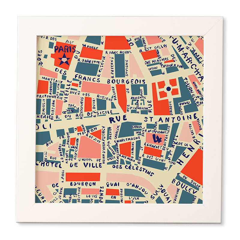 Holli Zollinger Paris Map Blue Framed Wall Art