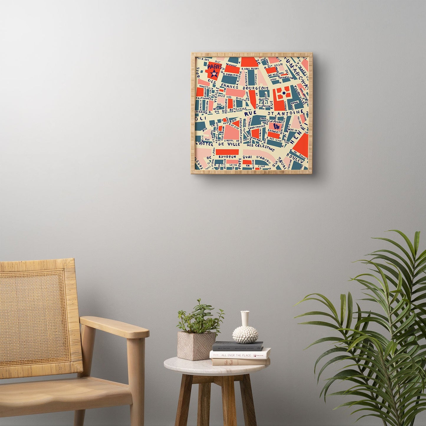 Holli Zollinger Paris Map Blue Framed Wall Art