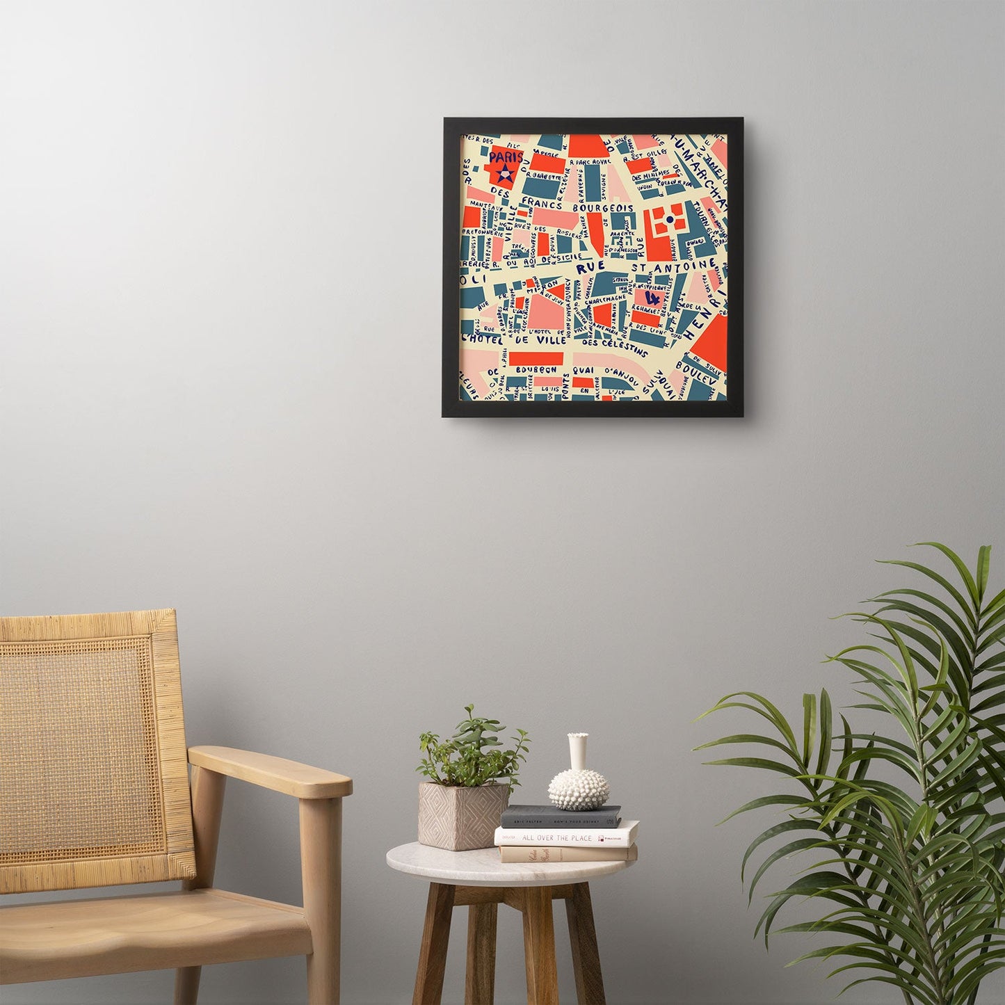 Holli Zollinger Paris Map Blue Framed Wall Art