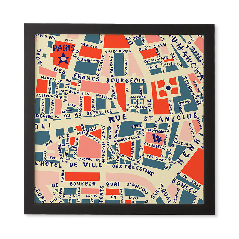Holli Zollinger Paris Map Blue Framed Wall Art