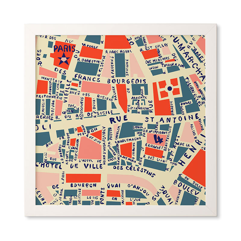 Holli Zollinger Paris Map Blue Framed Wall Art