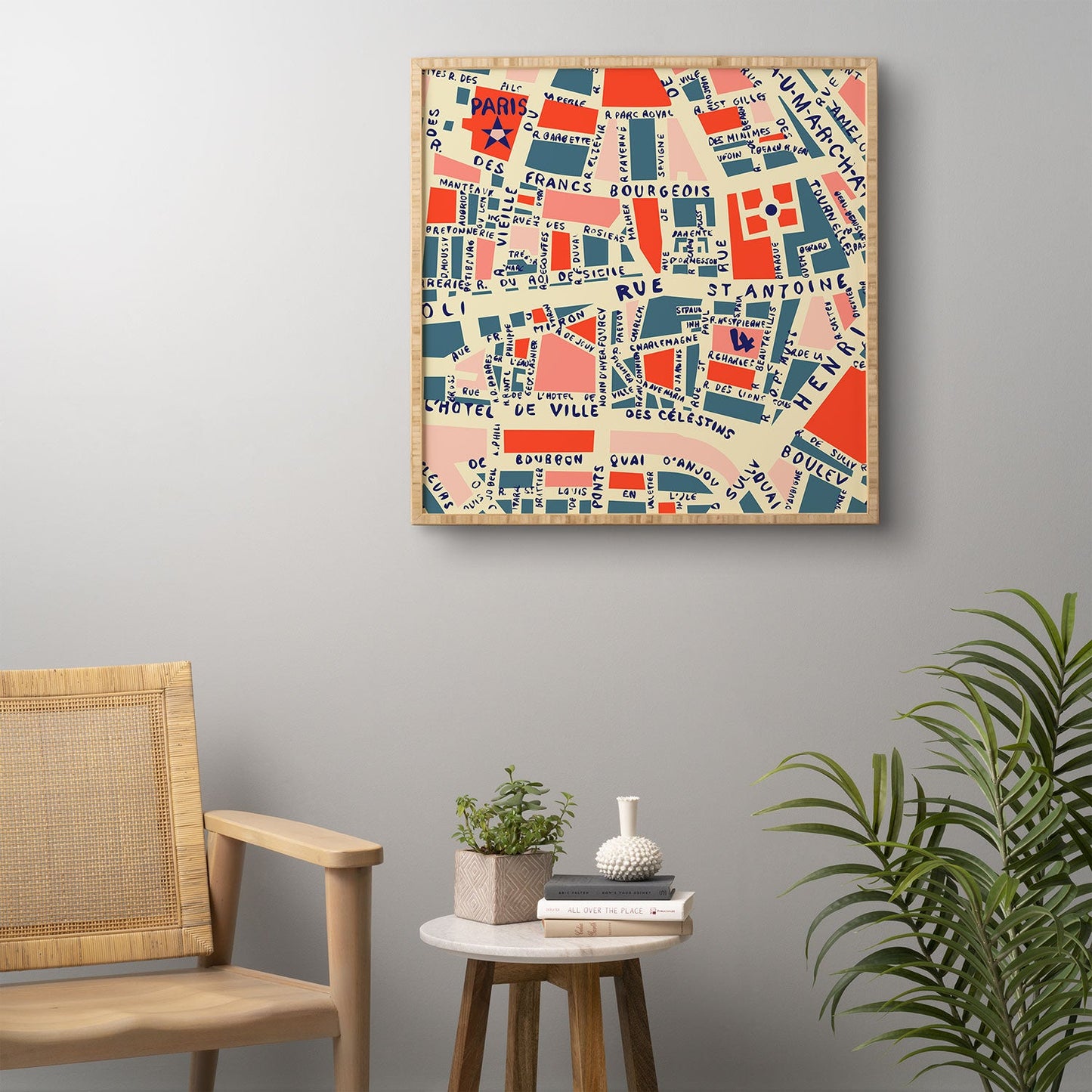 Holli Zollinger Paris Map Blue Framed Wall Art