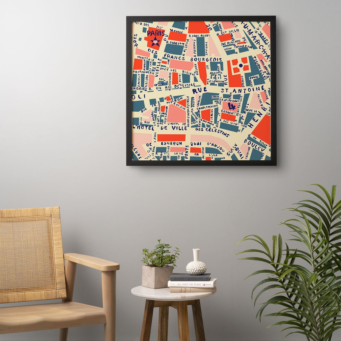 Holli Zollinger Paris Map Blue Framed Wall Art