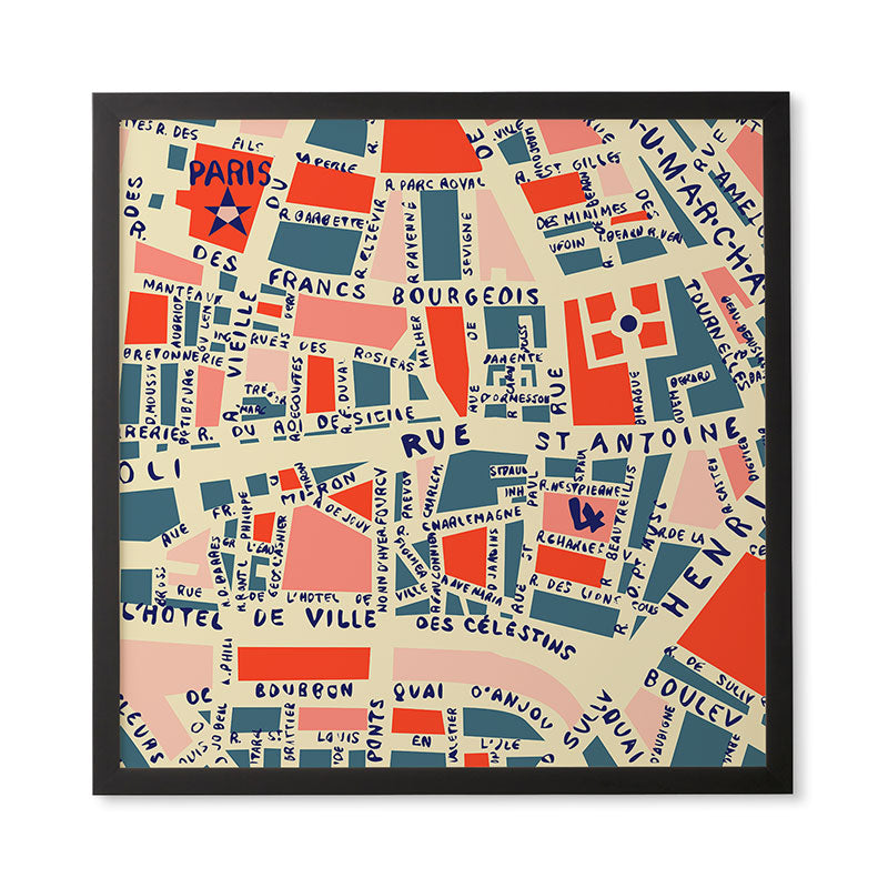Holli Zollinger Paris Map Blue Framed Wall Art