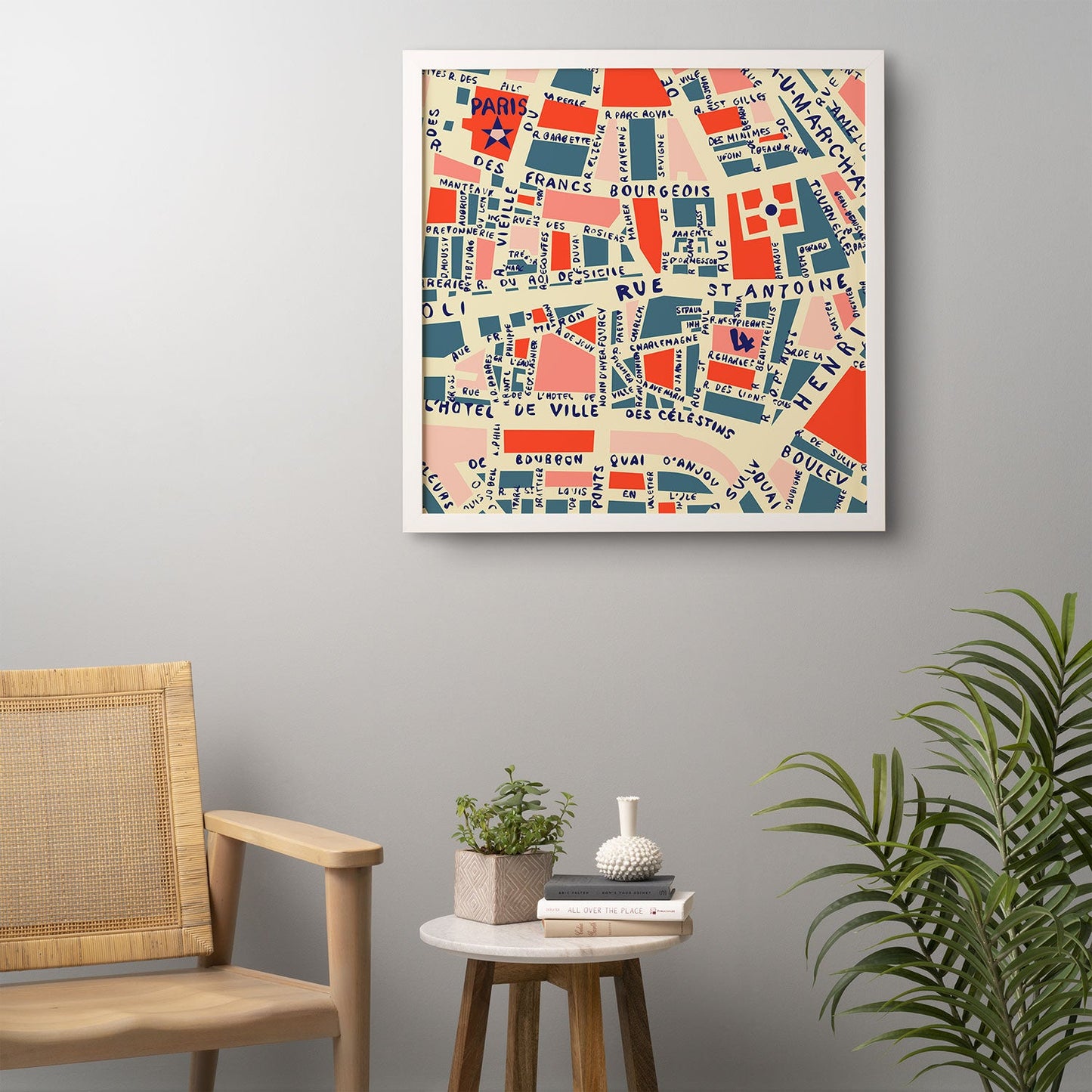 Holli Zollinger Paris Map Blue Framed Wall Art