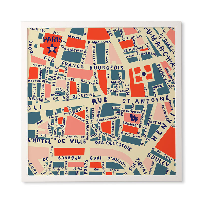 Holli Zollinger Paris Map Blue Framed Wall Art