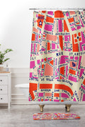 Holli Zollinger Paris Map Pink Shower Curtain And Mat