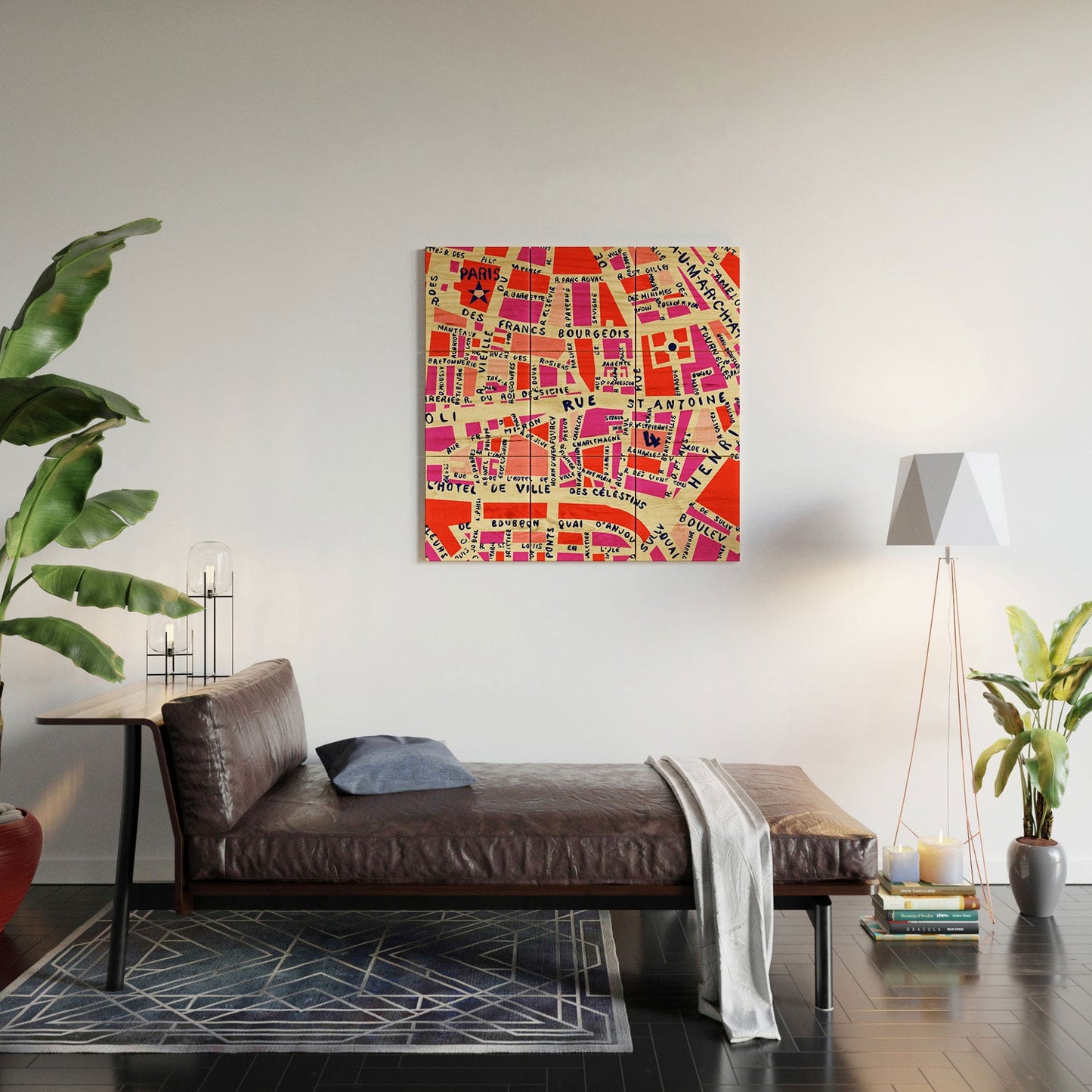 Holli Zollinger Paris Map Pink Wood Wall Mural