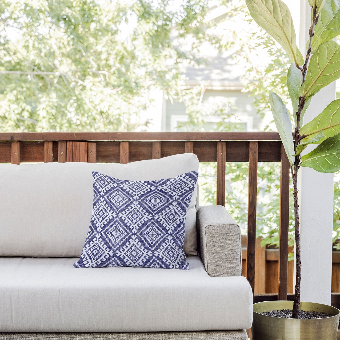 Holli Zollinger Shakami Denim Outdoor Throw Pillow