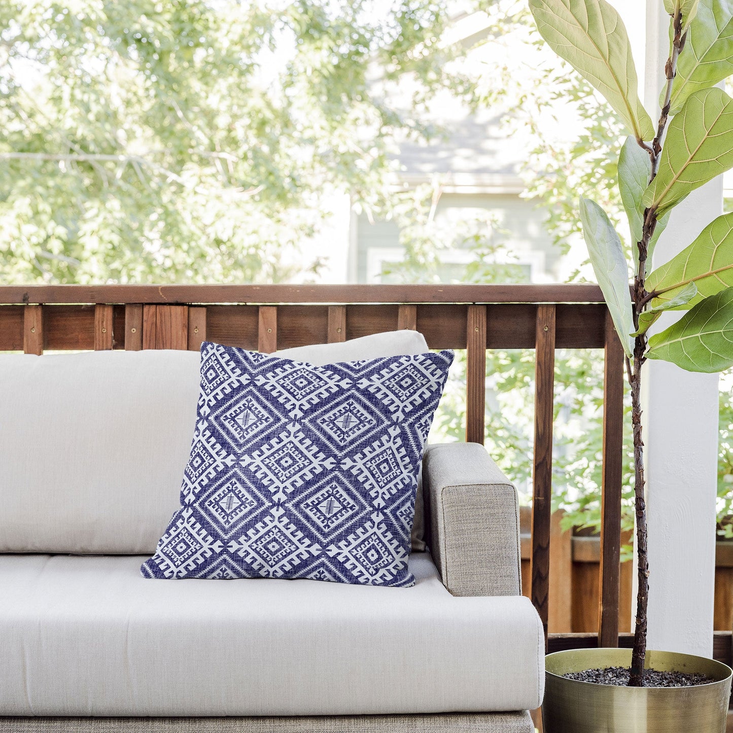 Holli Zollinger Shakami Denim Outdoor Throw Pillow