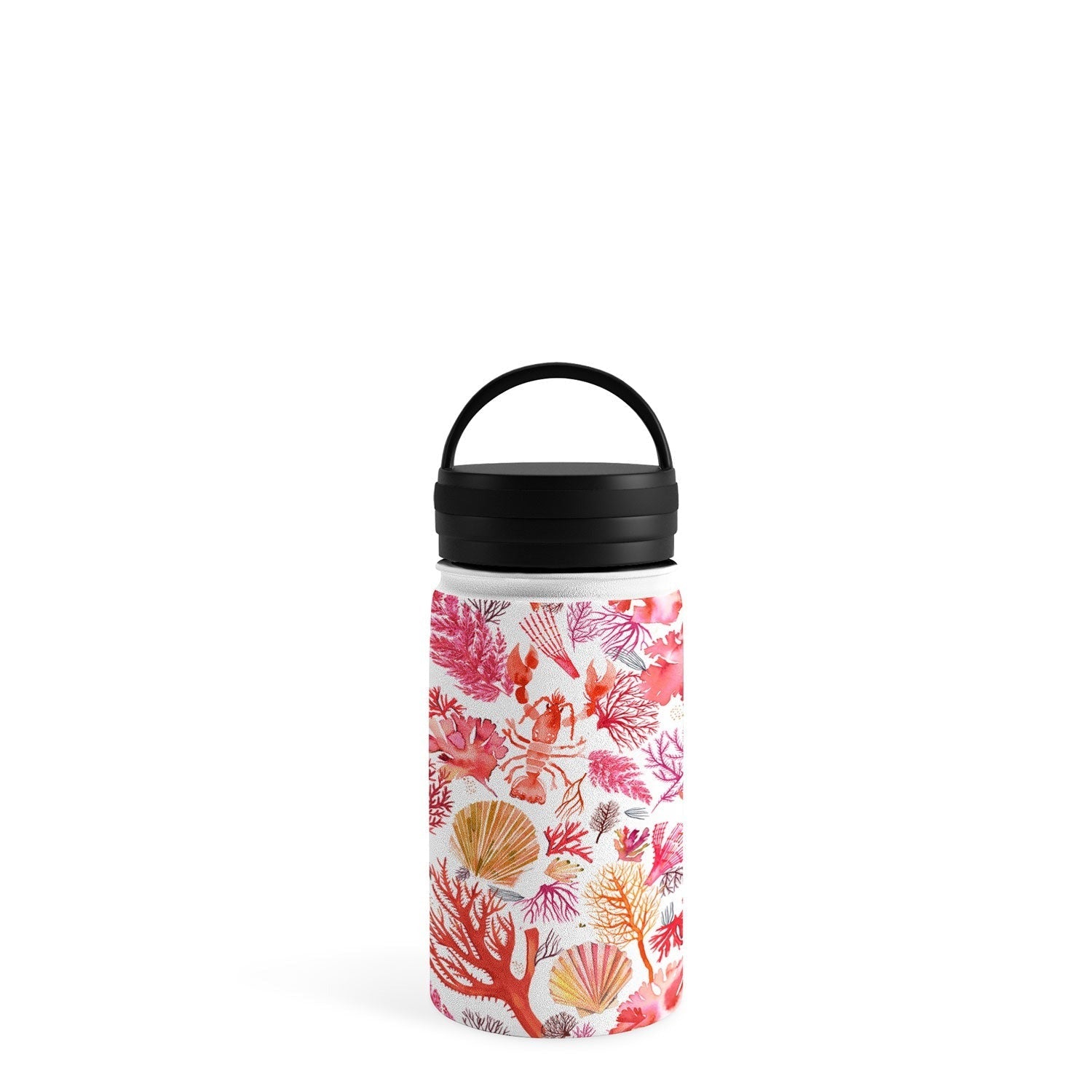Ninola Design Botanic Retreat Coral Reef Crab Lobster Red Water Bottle