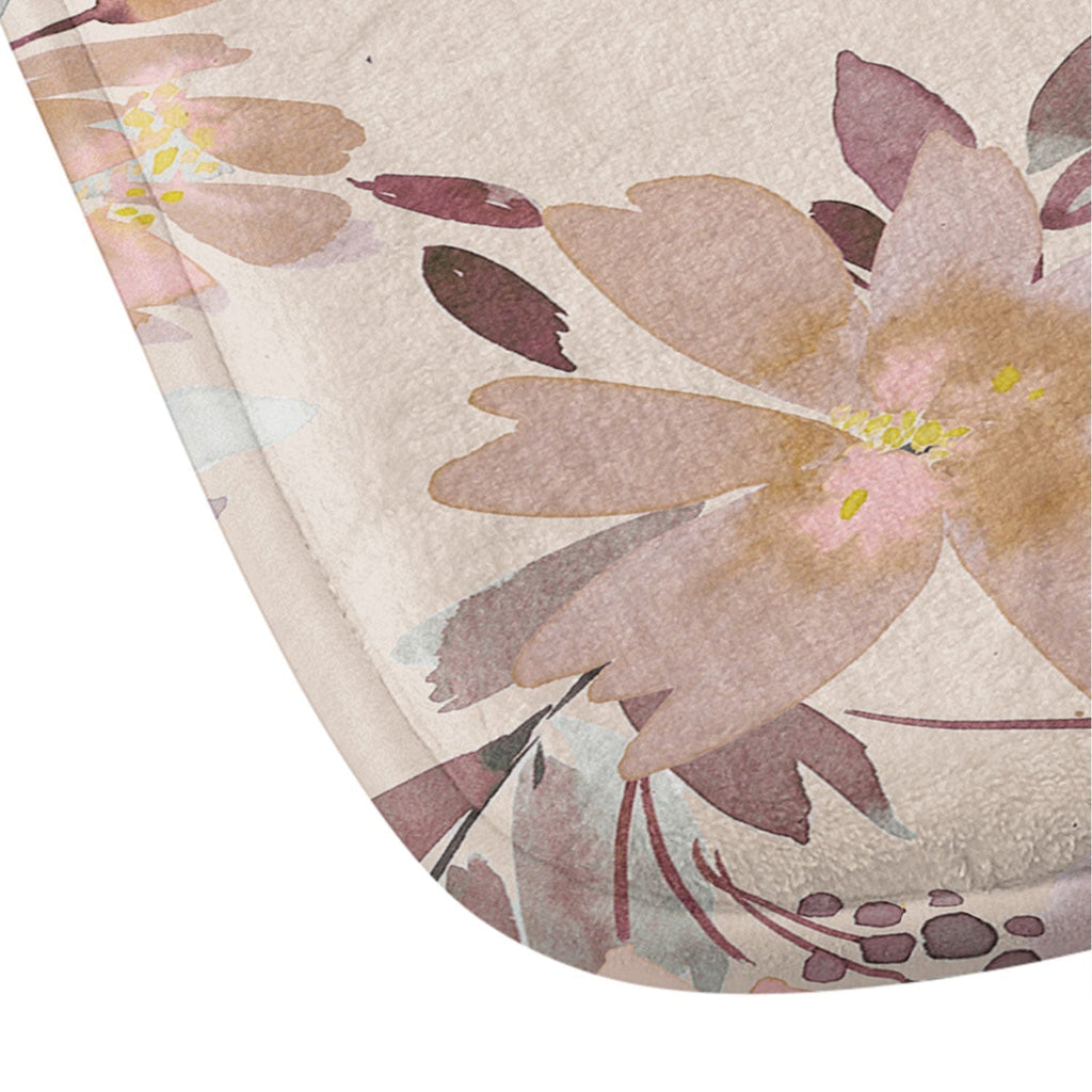 Ninola Design Botanic Retreat Floral Oleander Whimsical Soft Pink Memory Foam Bath Mat