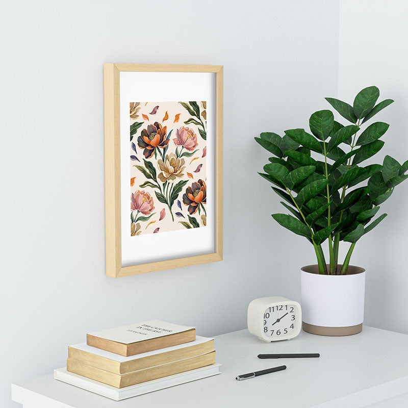Marta Barragan Camarasa Hand Painted Peony Florals Recessed Framing Rectangle