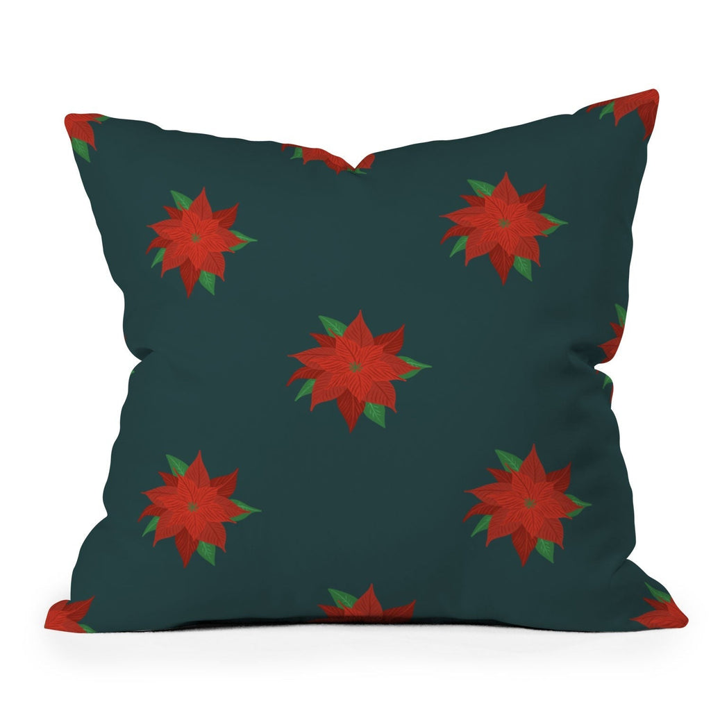 Design by Spark Poinsettia Florals Outdoor Throw Pillow