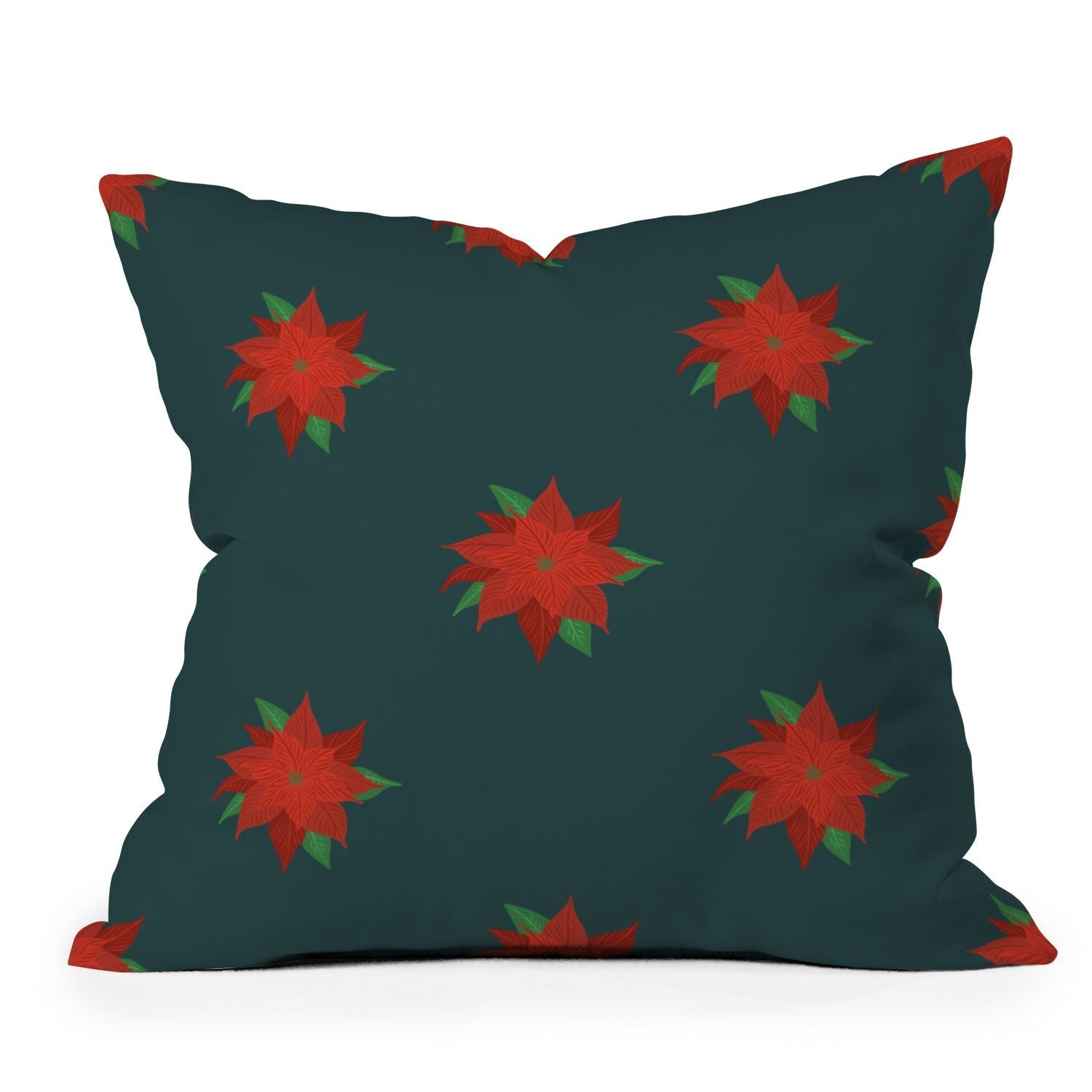 Design by Spark Poinsettia Florals Outdoor Throw Pillow