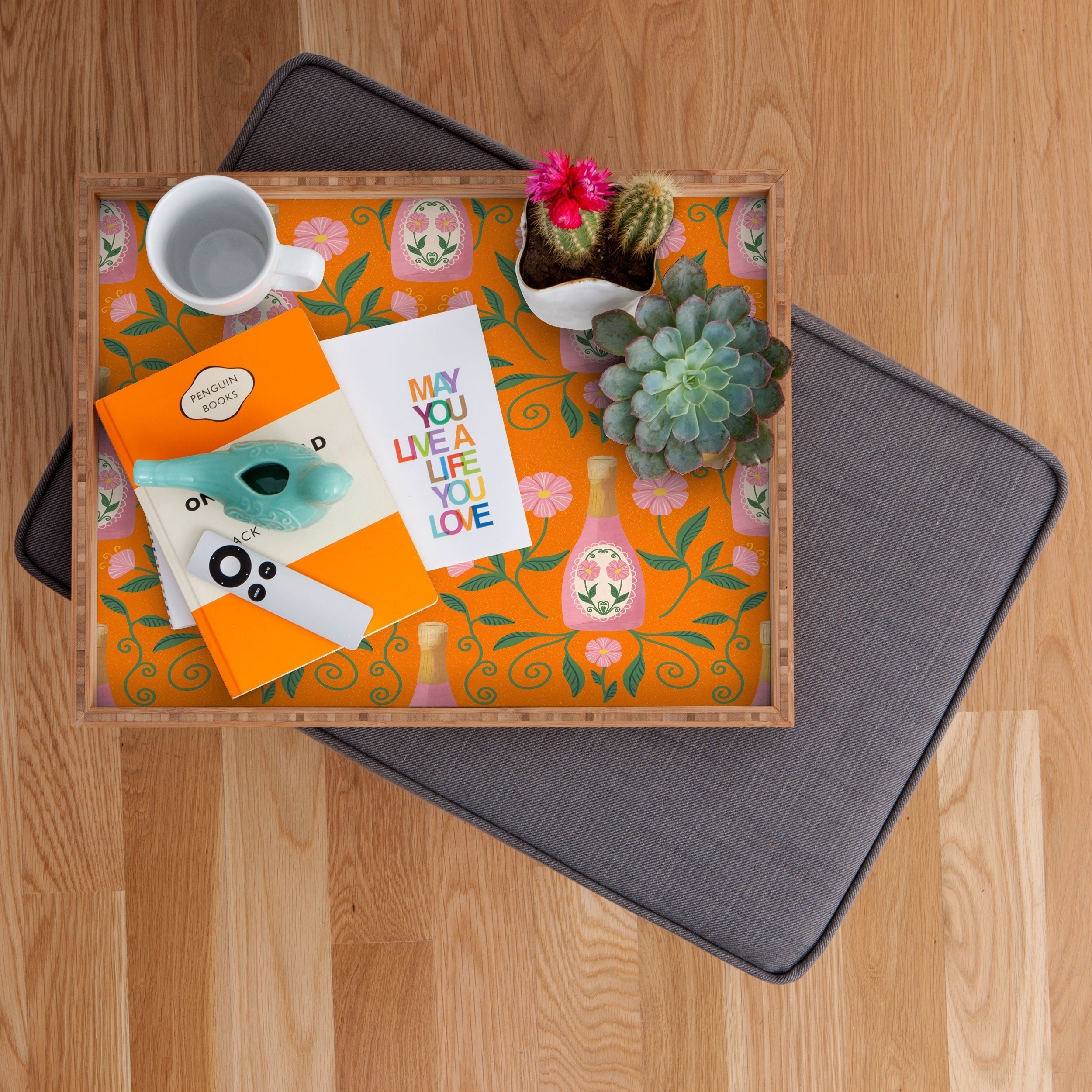 Design by Spark Rose Bubbly And Florals Rectangular Tray
