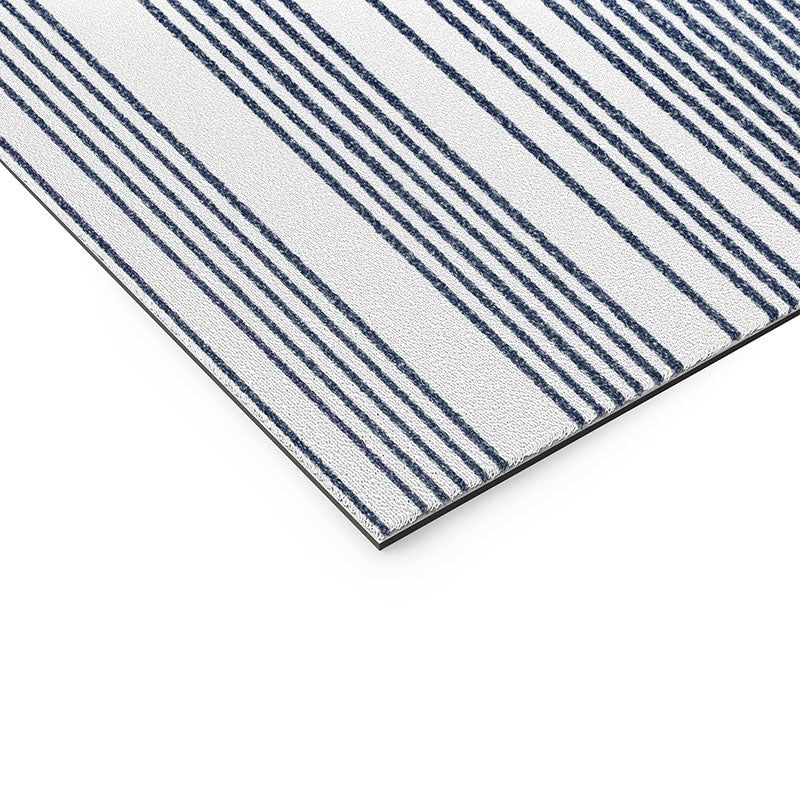 Kierkegaard Design Studio organic stripes naut navy blue and white Welcome Mat