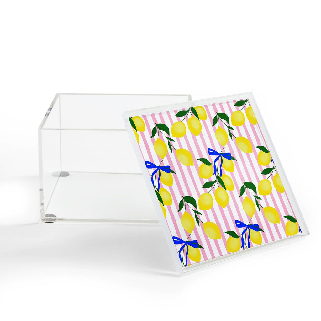 Design by Spark Zesty Lemons and Stripes Acrylic Box