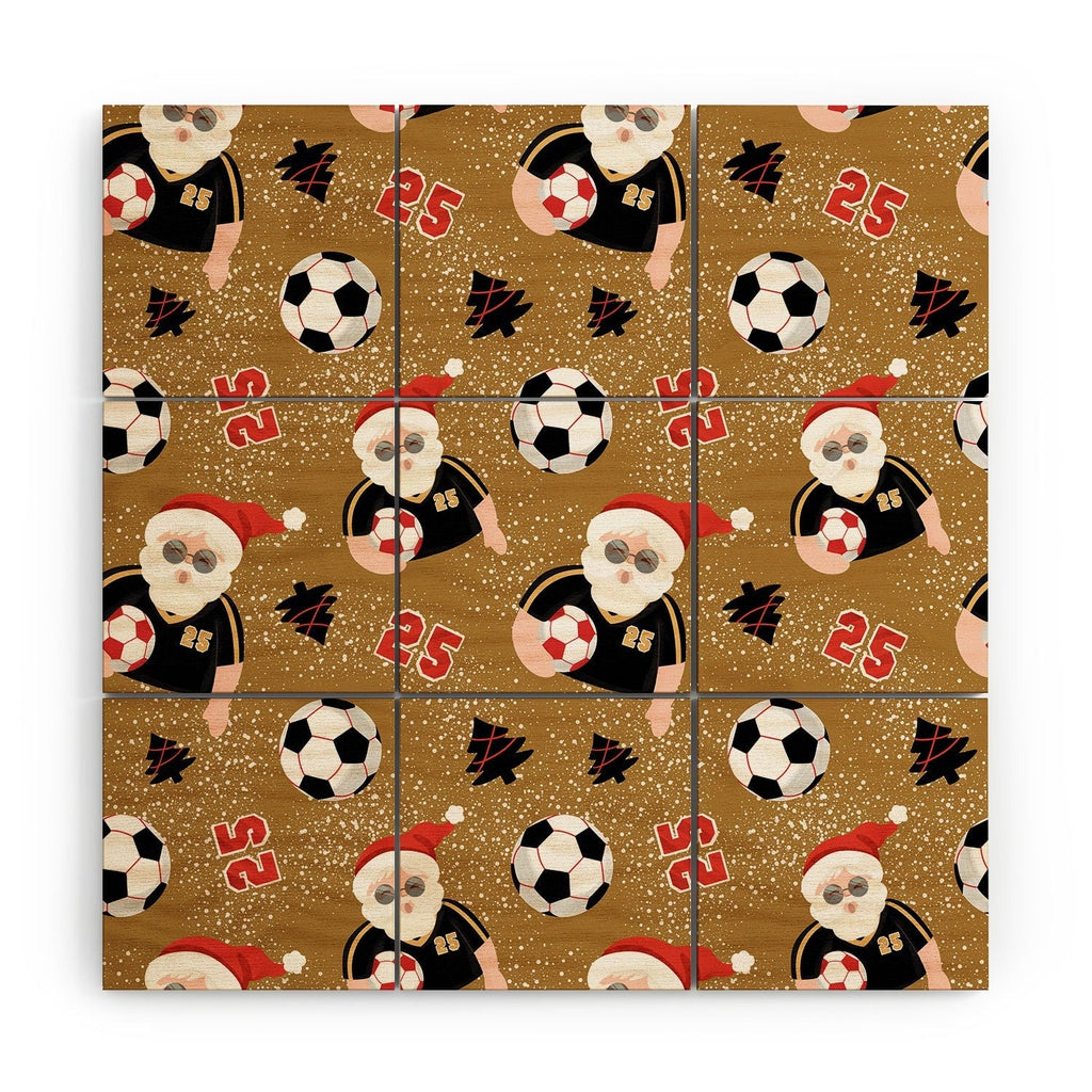 Design by Spark Sporty Soccer Santa Holiday Wood Wall Mural