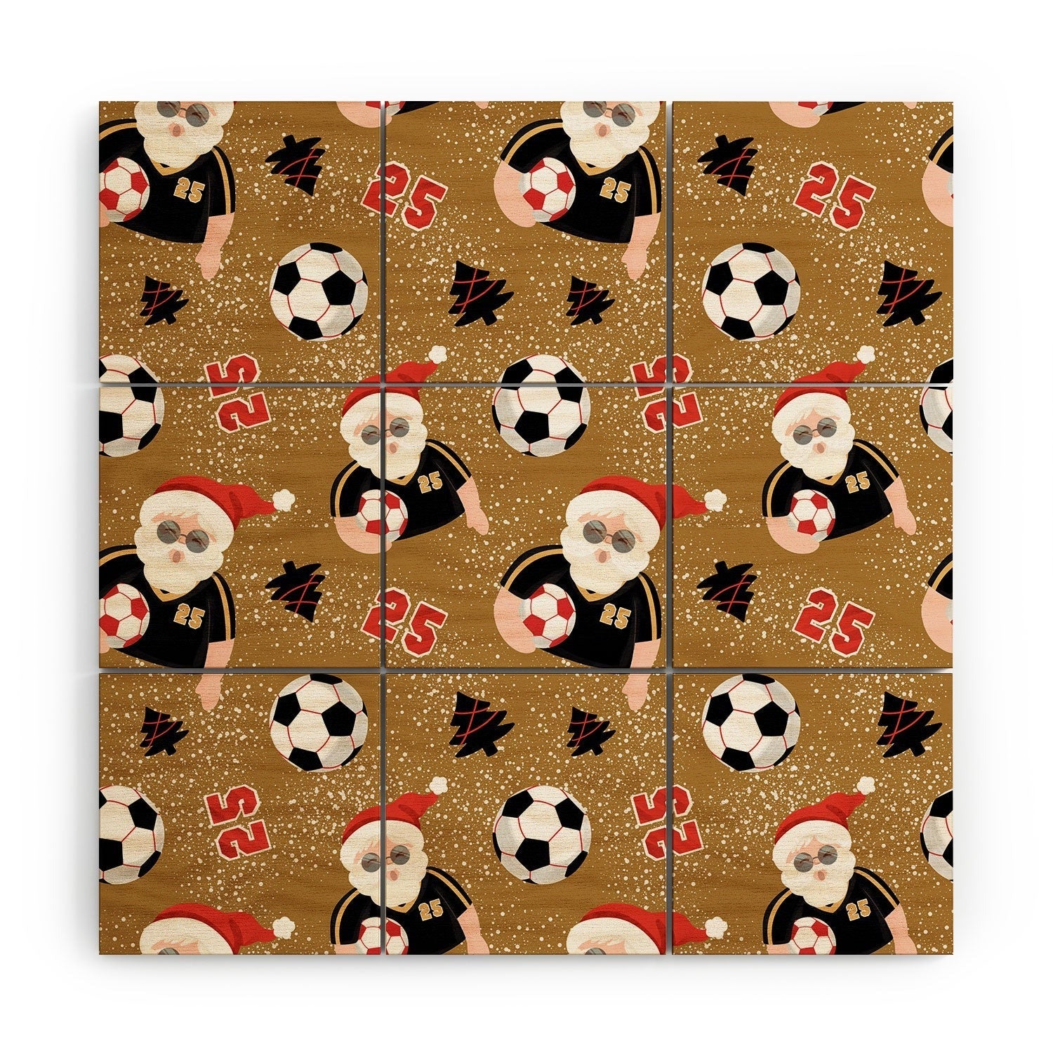 Design by Spark Sporty Soccer Santa Holiday Wood Wall Mural
