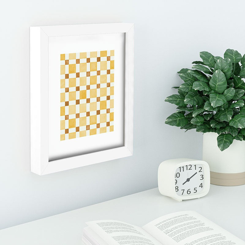 Ninola Design Everyday Artifact Checker Mosaic Tiles Geometry Yellow Recessed Framing Rectangle