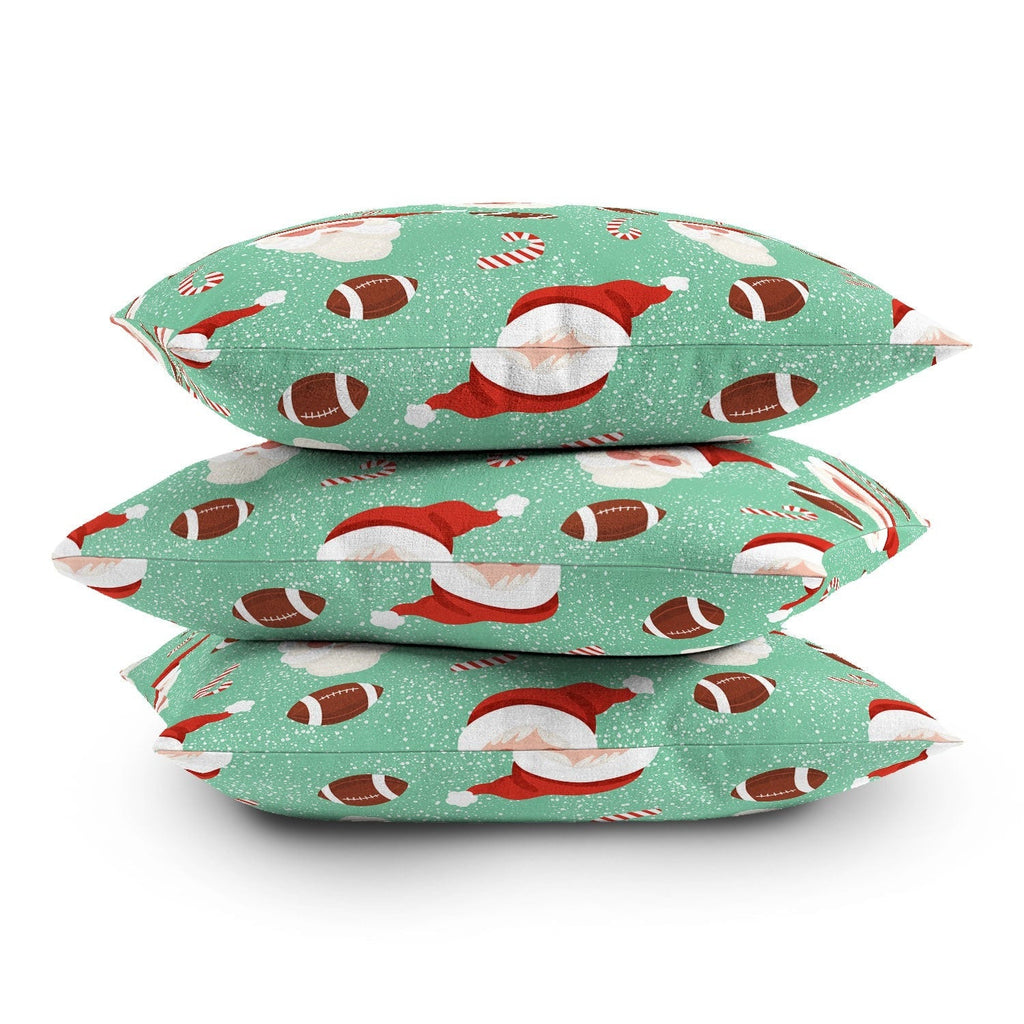 Design by Spark Sporty Football Santa Holiday Throw Pillow