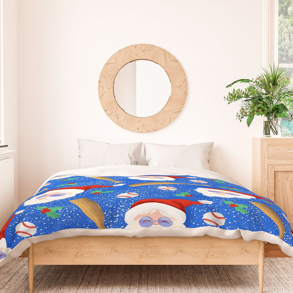 Design by Spark Sporty Baseball Santa Duvet Cover