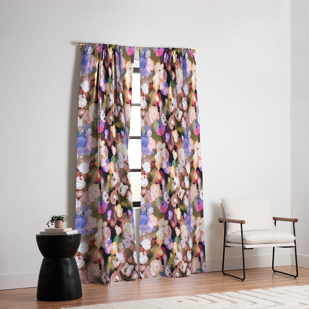 Ninola Design Botanic Retreat Ombre Abstract Watercolor Flowers Pink gold Blackout Non Repeat