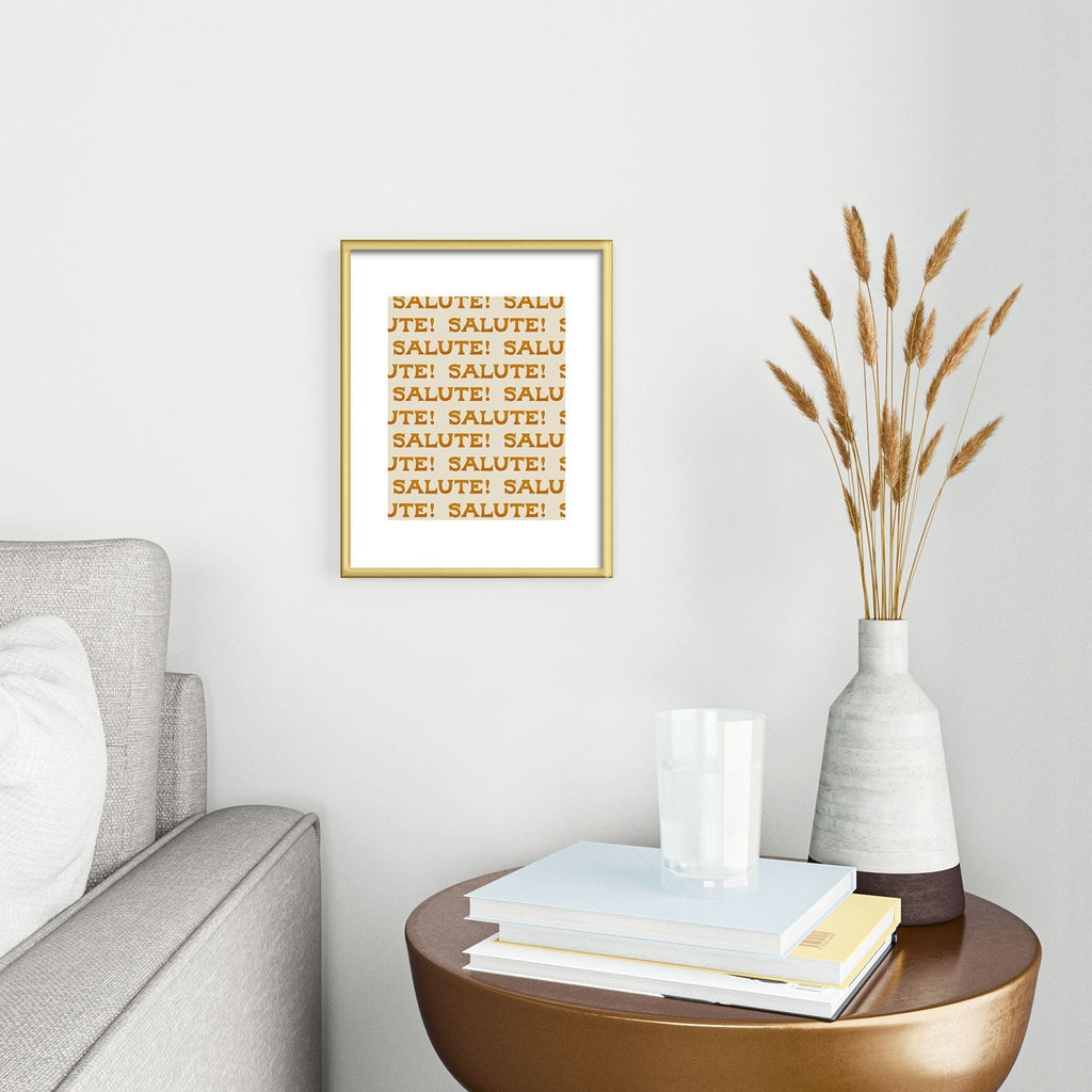 Jessica Molina Salute Gold Pattern on Cream Metal Framed Art Print