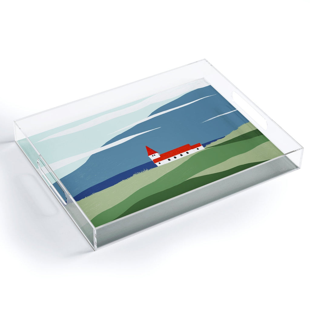 Valeria Frustaci Red roof in Iceland Acrylic Tray