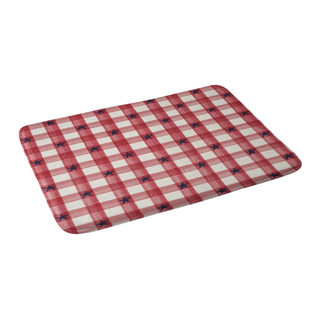 DENY Designs Red Gingham plus Stars Memory Foam Bath Mat