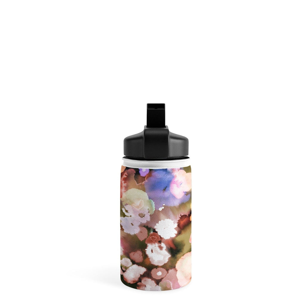 Ninola Design Botanic Retreat Ombre Abstract Watercolor Flowers Pink gold Water Bottle