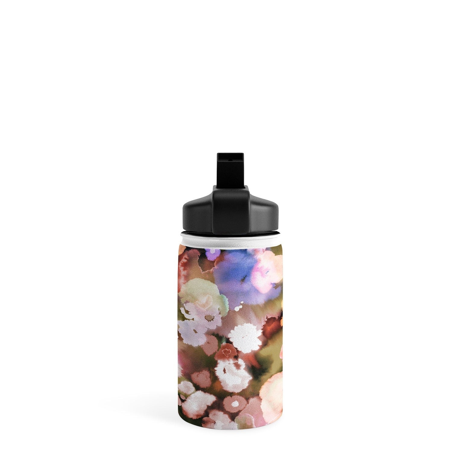 Ninola Design Botanic Retreat Ombre Abstract Watercolor Flowers Pink gold Water Bottle