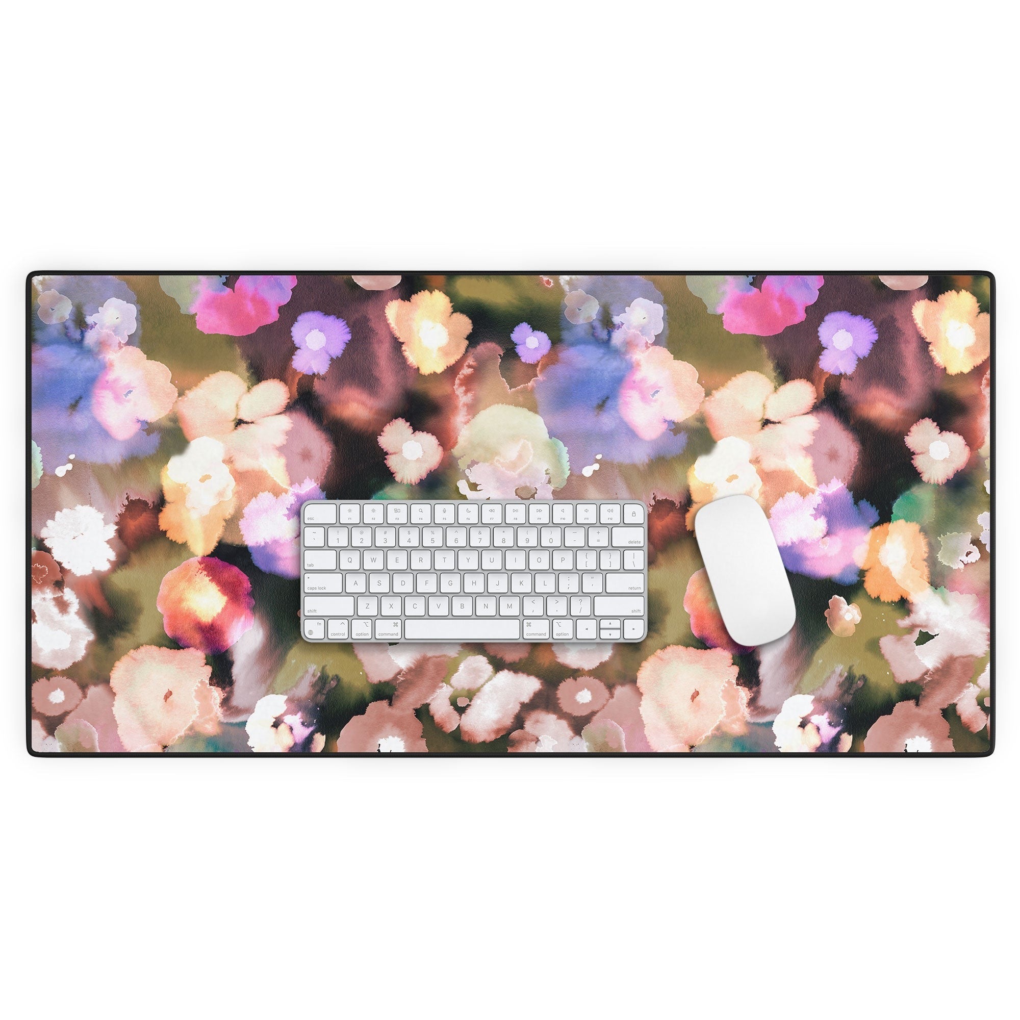 Ninola Design Botanic Retreat Ombre Abstract Watercolor Flowers Pink gold Desk Mat