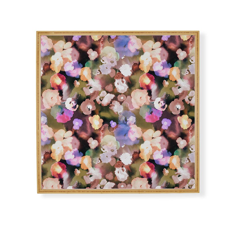 Ninola Design Botanic Retreat Ombre Abstract Watercolor Flowers Pink gold Framed Wall Art