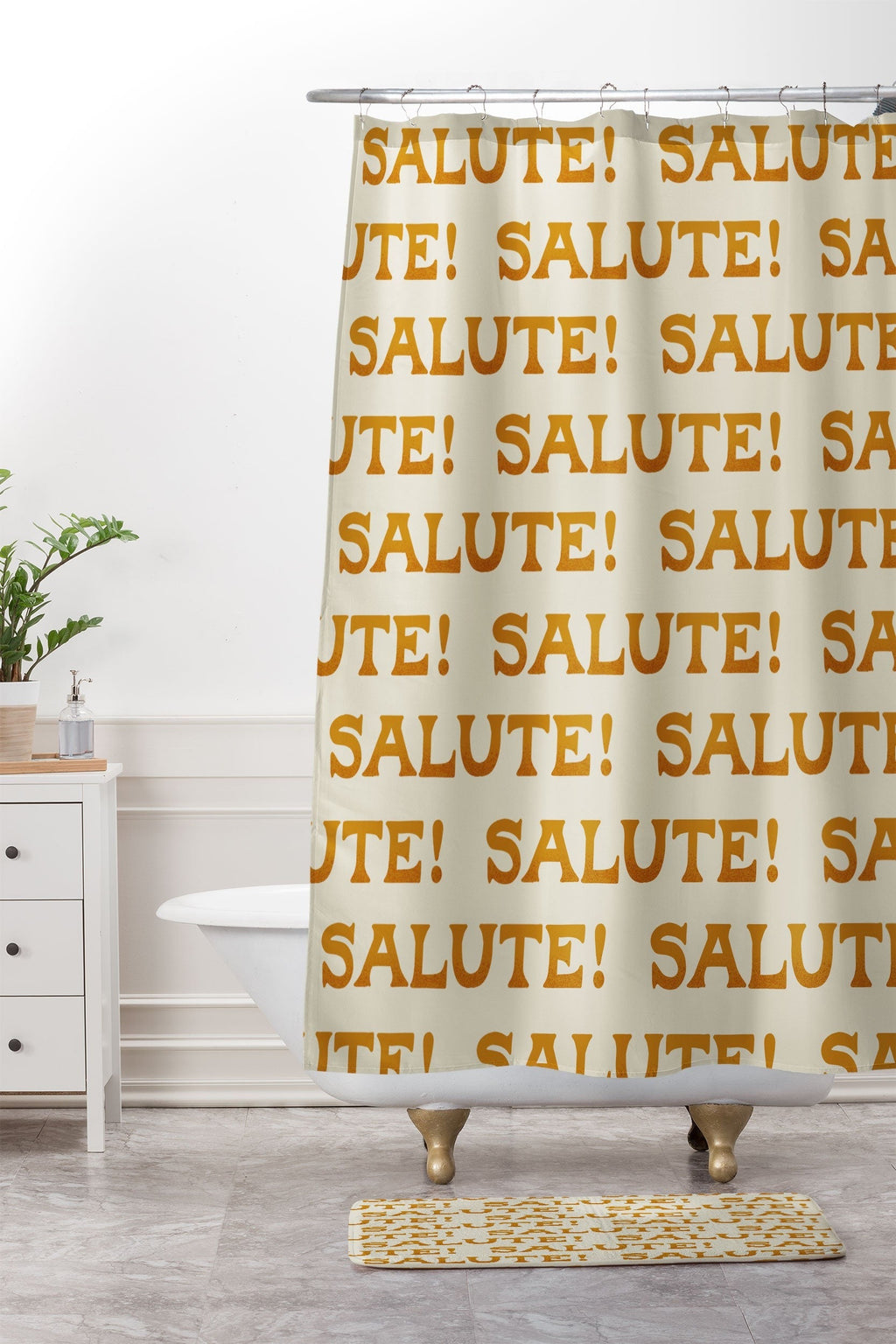Jessica Molina Salute Gold Pattern on Cream Memory Foam Bath Mat