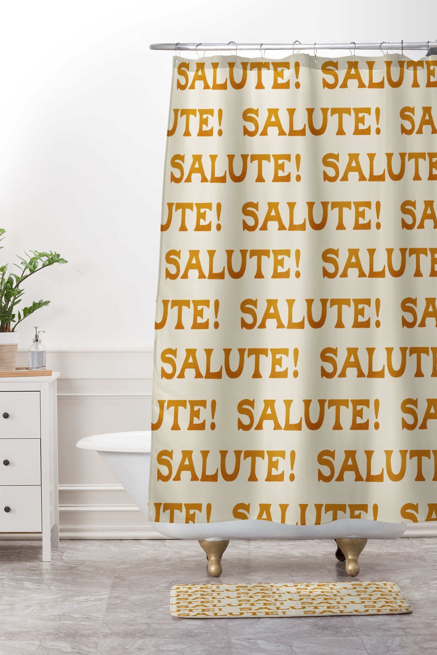 Jessica Molina Salute Gold Pattern on Cream Memory Foam Bath Mat