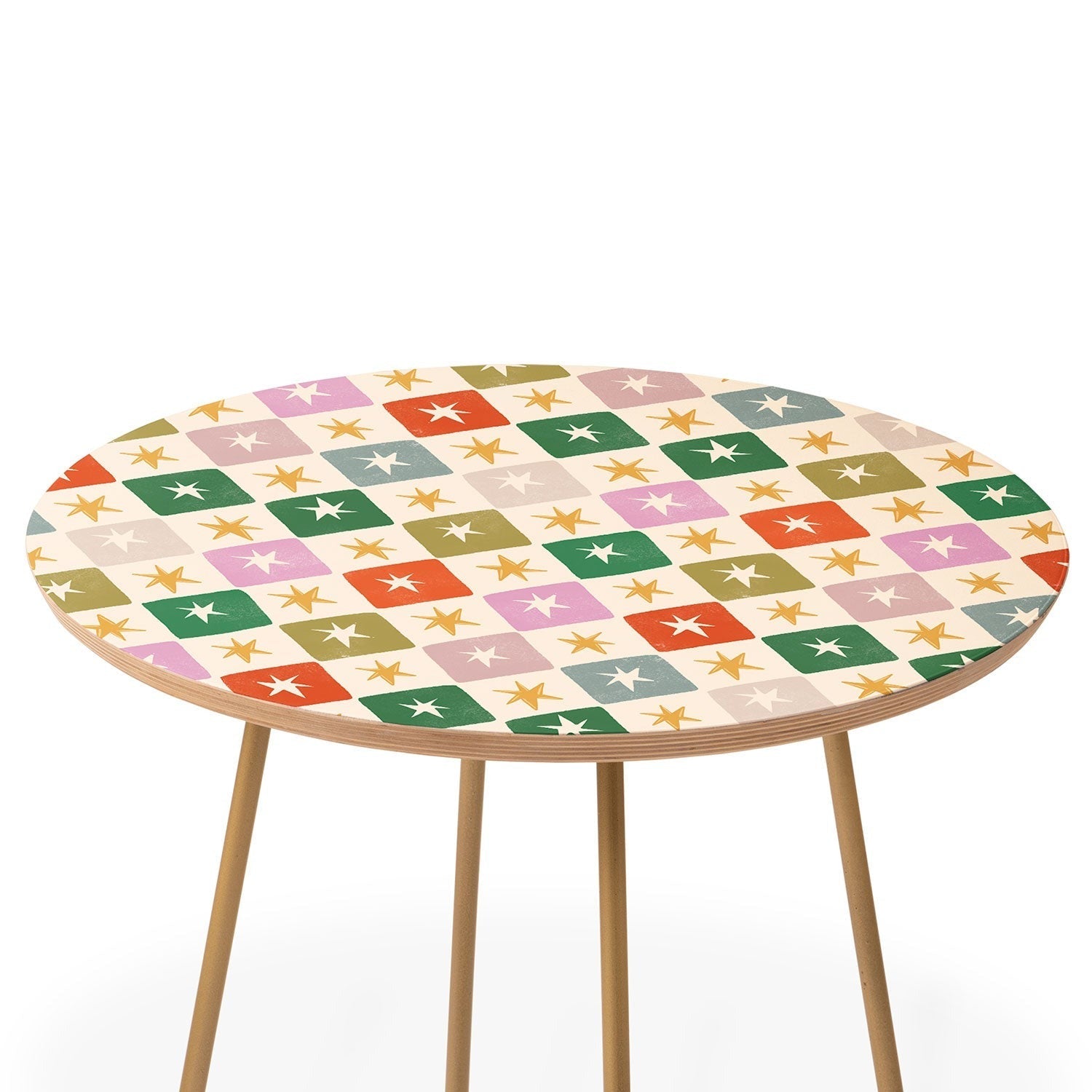 LouBruzzoni Retro Star Block Pattern Round Side Table