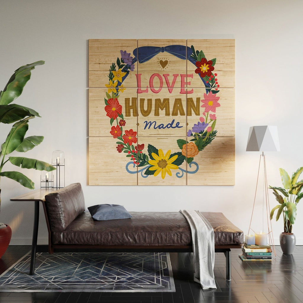 Design by Spark Love Human Made Floral Wreath Wood Wall Mural