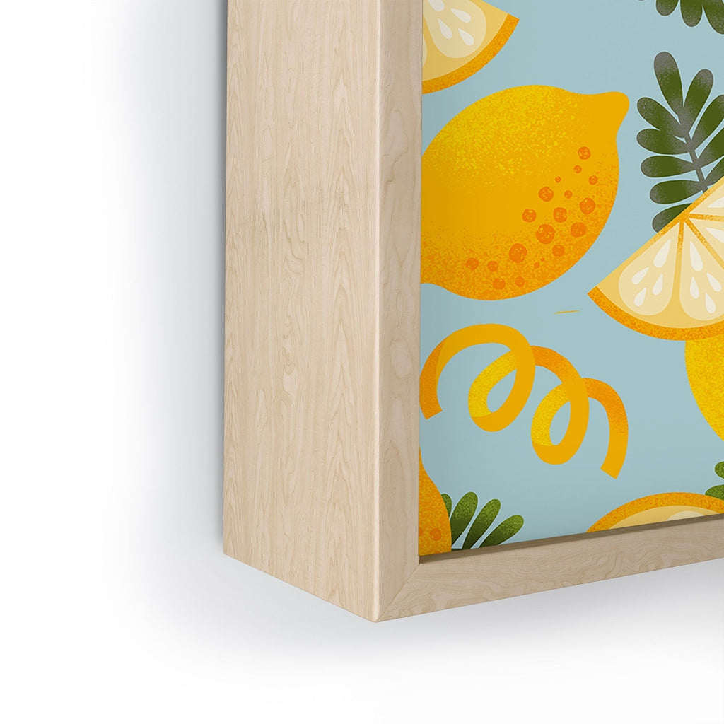 Jessica Molina Lemon Pattern on Sky Blue Framed Mini Art Print