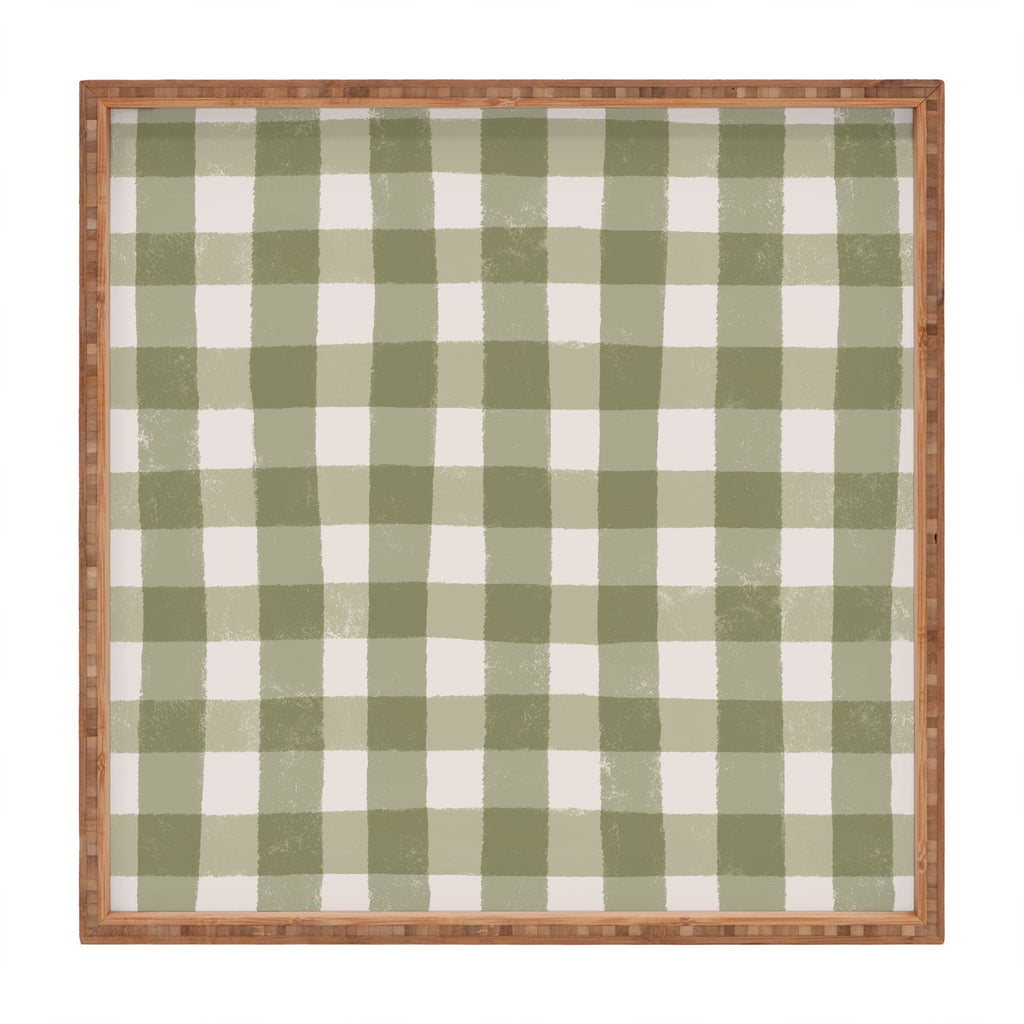 Menina Lisboa Rustic Green Plaid Square Tray