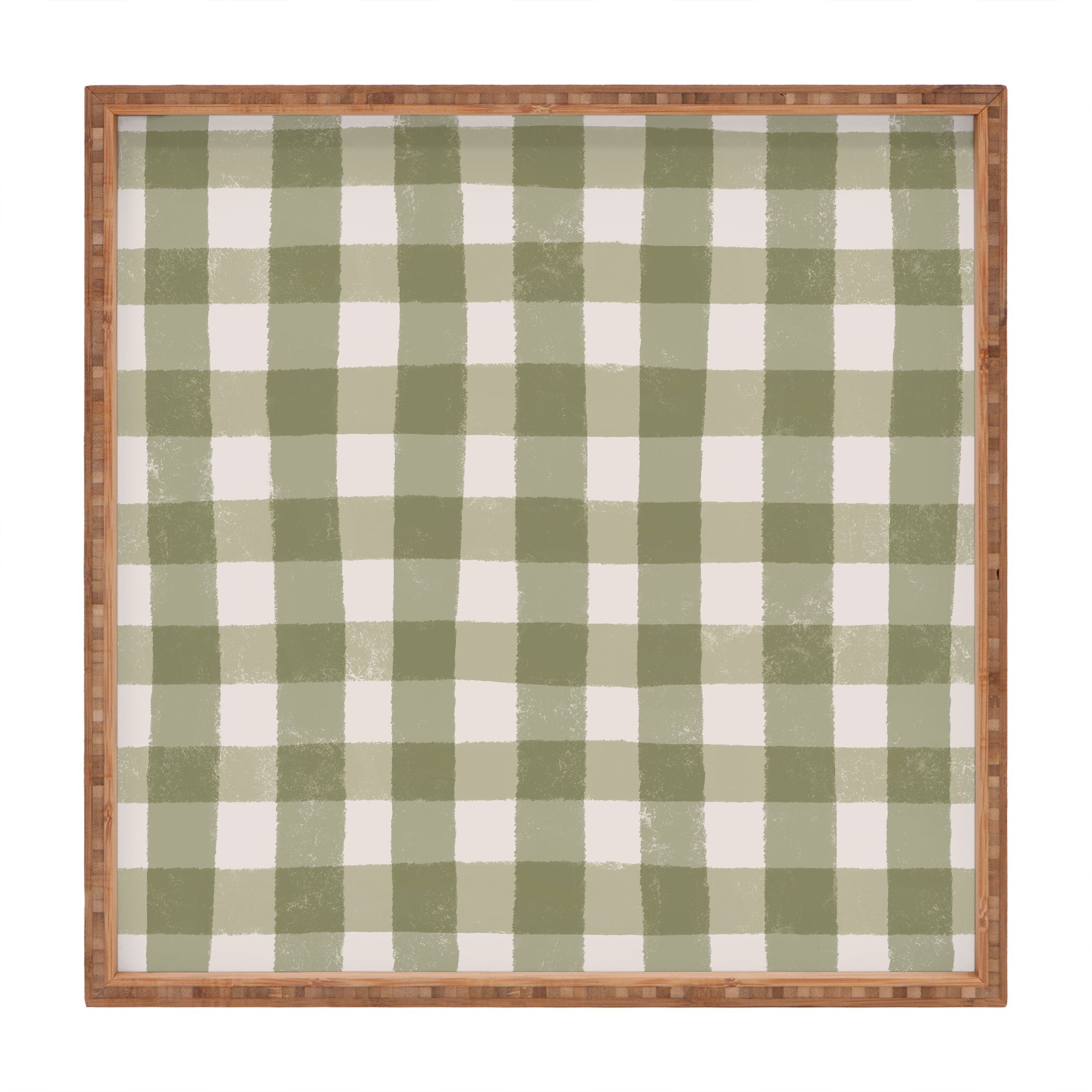 Menina Lisboa Rustic Green Plaid Square Tray