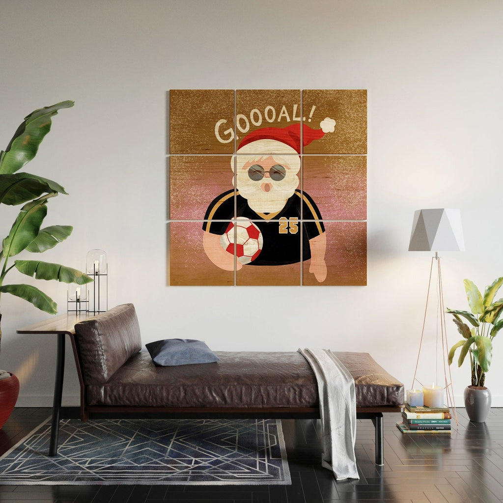 Design by Spark Sporty Soccer Santa Wood Wall Mural