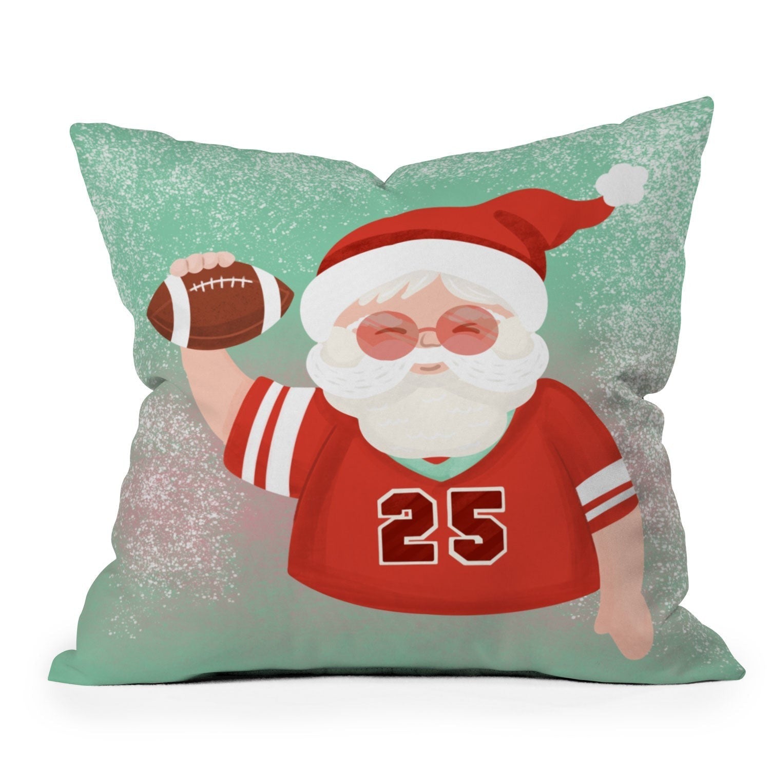 Design by Spark Sporty Football Santa Outdoor Throw Pillow