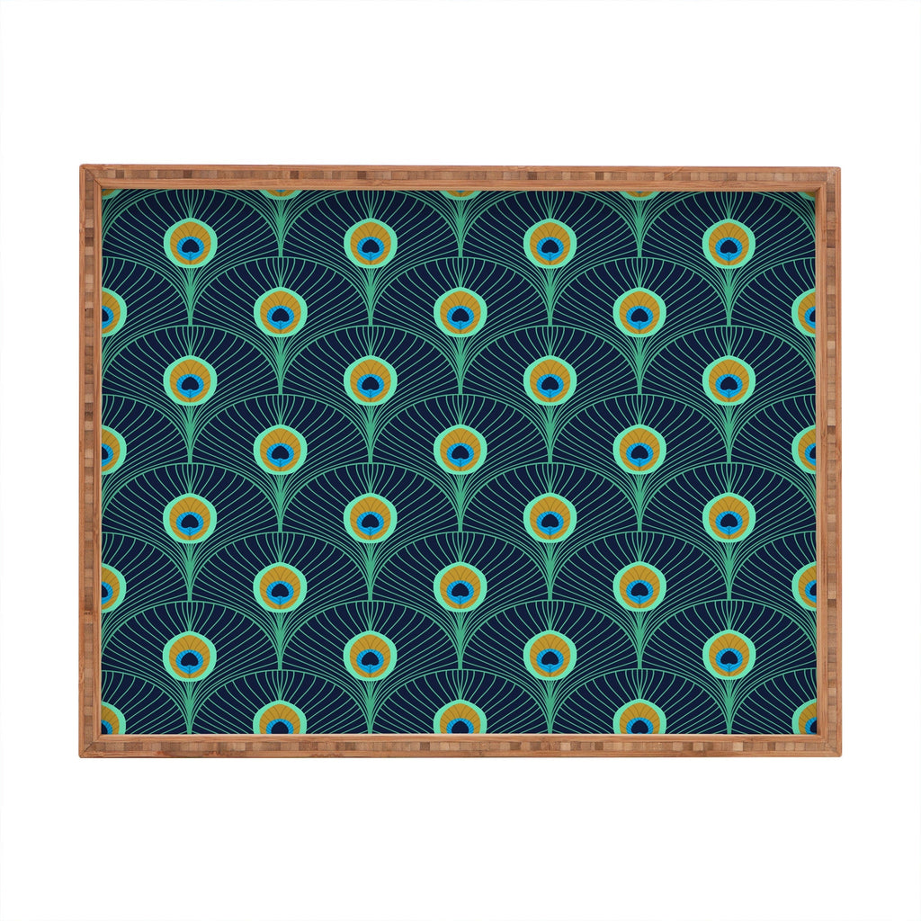 Design by Spark Peacock Deco Feathers Rectangular Tray