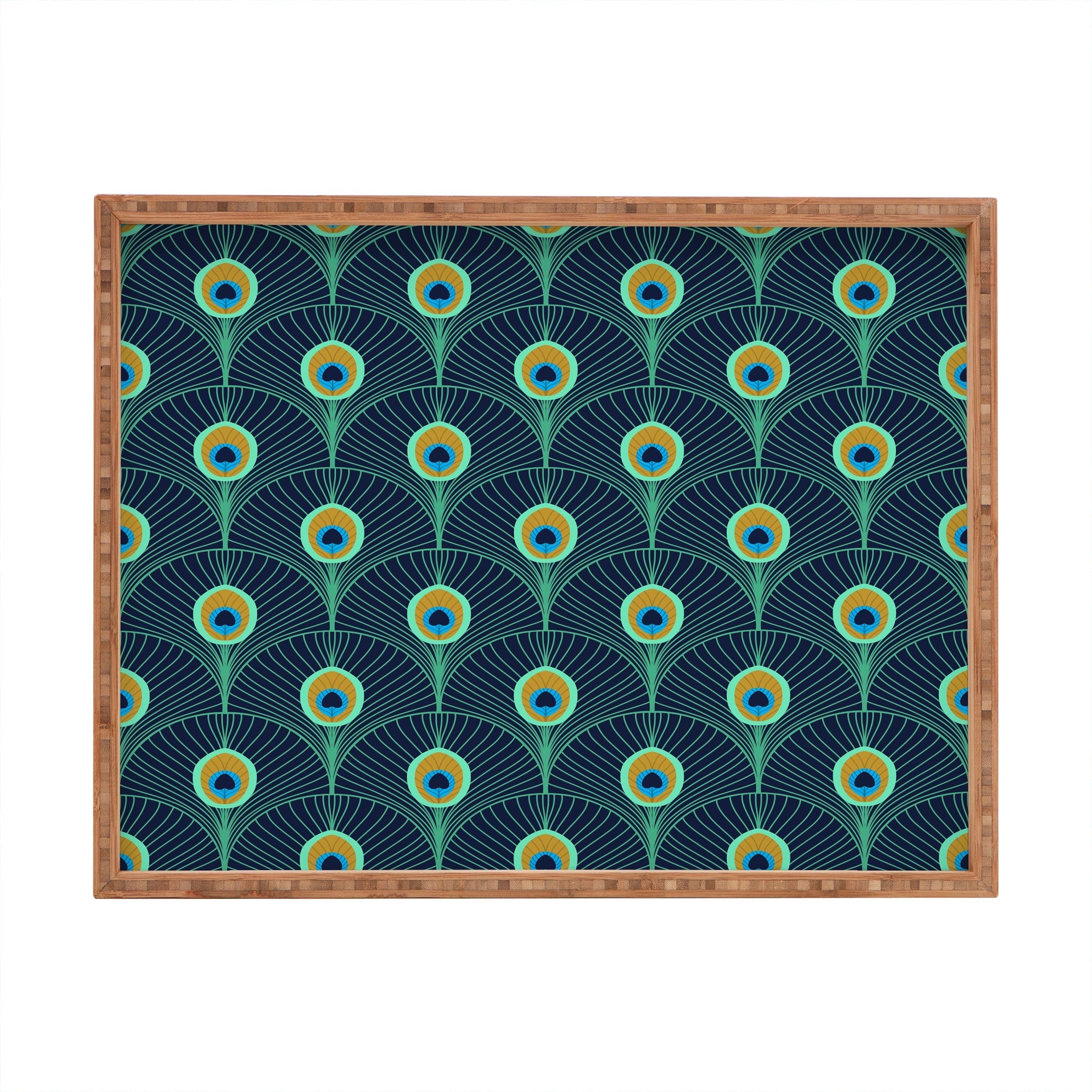 Design by Spark Peacock Deco Feathers Rectangular Tray