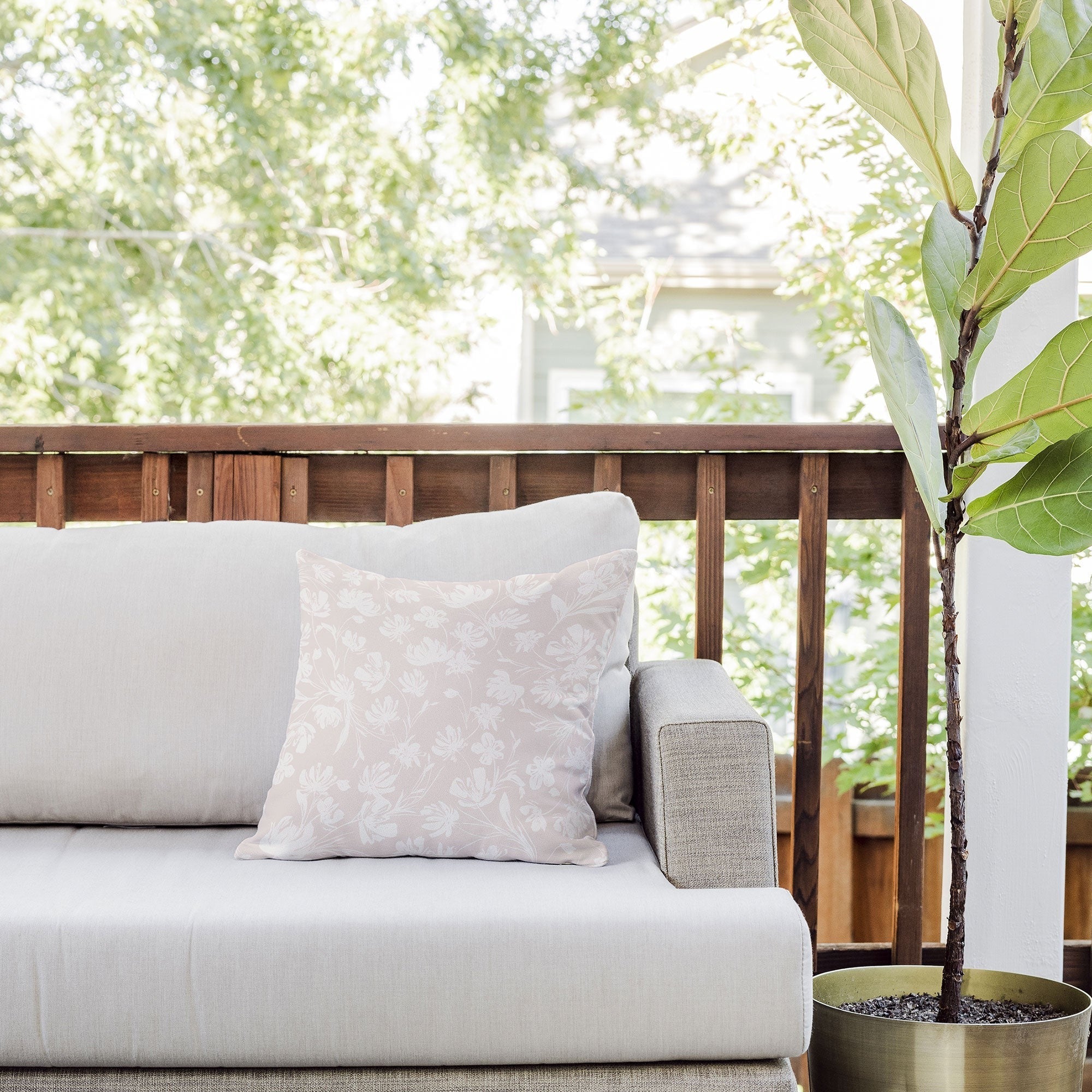 Gabriela Fuente Martine Neutral Outdoor Throw Pillow